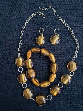 Amber Art Glass Jewelry Set